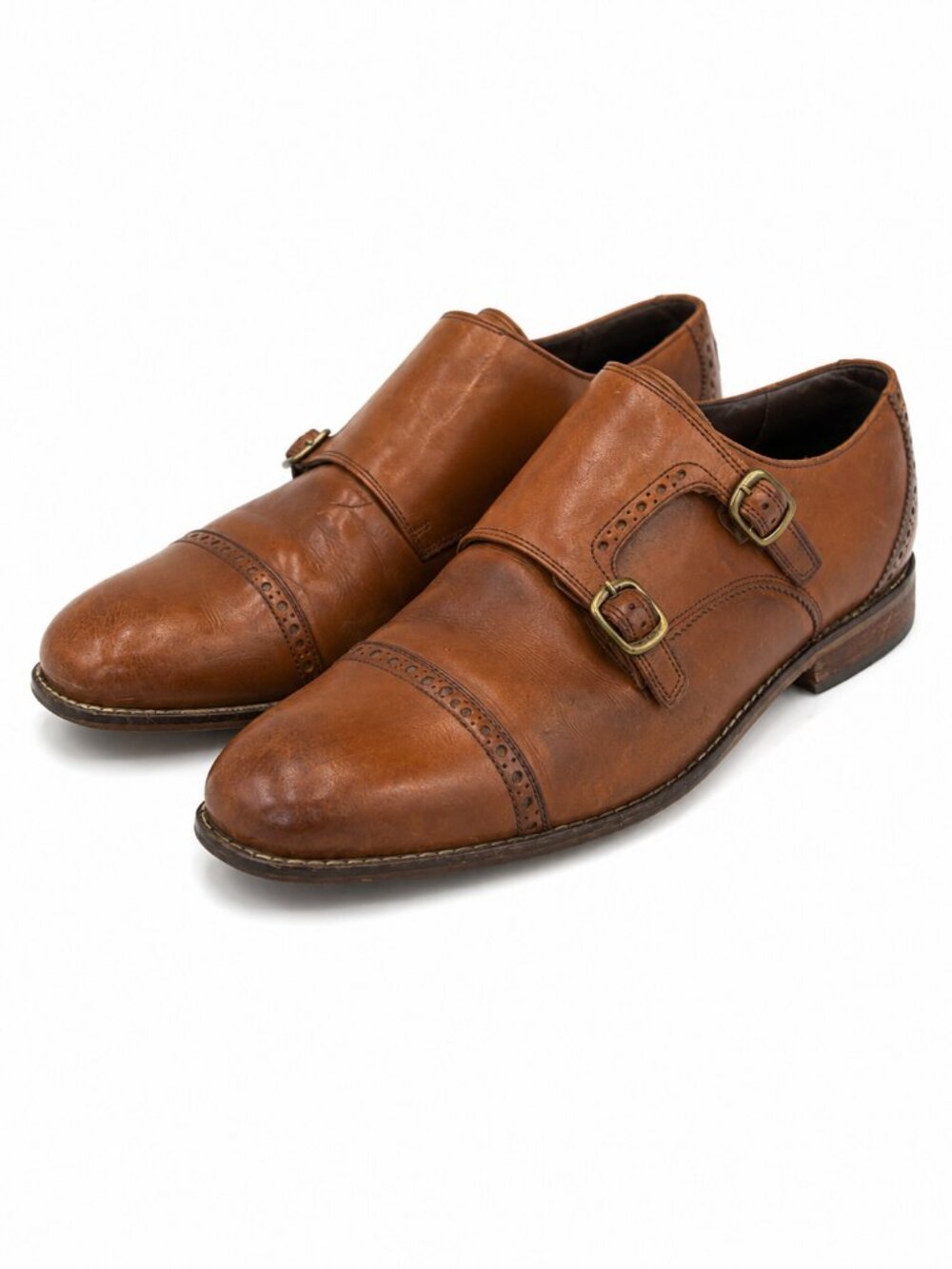 Florsheim Brown Double Monk Strap Cap Toe Dress Shoes Mens 9.5